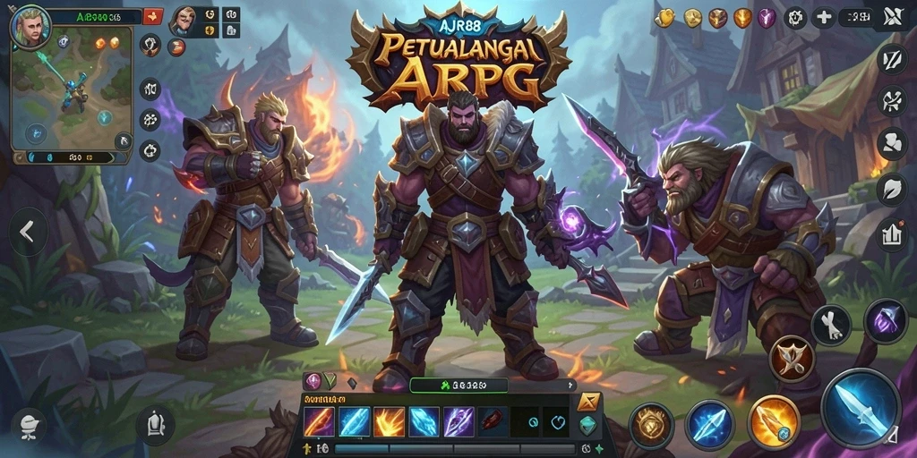 Tampilan gameplay AJR88 yang menampilkan pertarungan melawan monster epik.