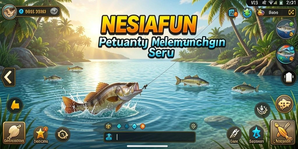 Gameplay NESIAFUN menyajikan keseruan memancing dengan grafis yang menawan.